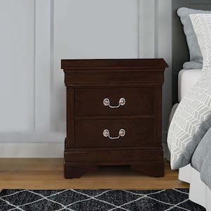 Cappuccino Brown and Nickel 2-Drawer 21.5 in. Wooden Nightstand