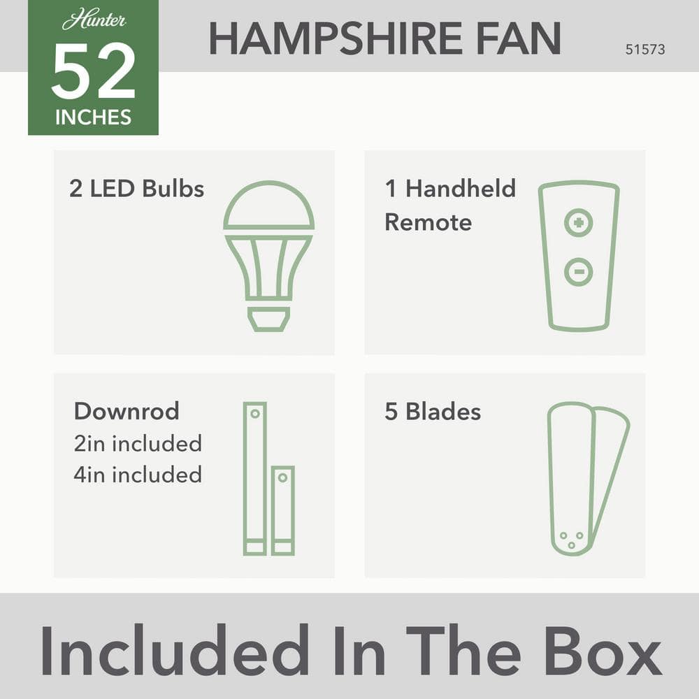 Hampshire 52" Weathered Copper Ceiling Fan with Grey Pine Blades and LED