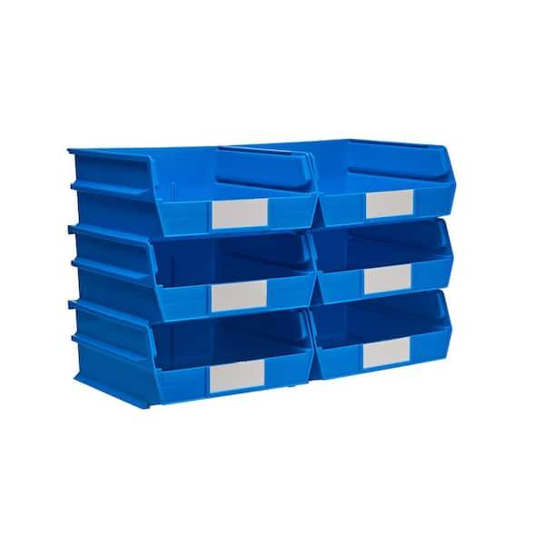 Triton Products LocBin 2.13-Gal. Stacking Hanging Interlocking Polypropylene Storage Bin in Blue (6-Pack)