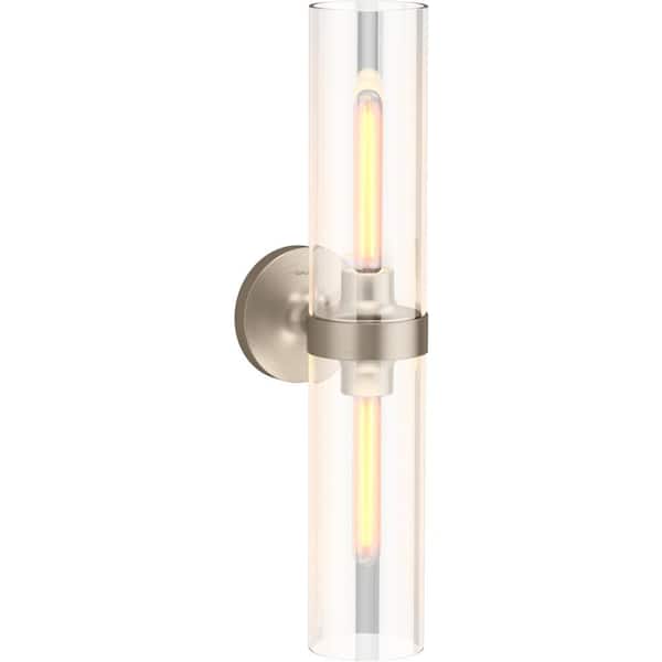 Purist 2 Light Vibrant Brushed Bronze Indoor Bathroom Vanity Light Fixture, UL Listed