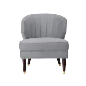 Harold Grey Velvet Accent Chair with Upholstered Armless