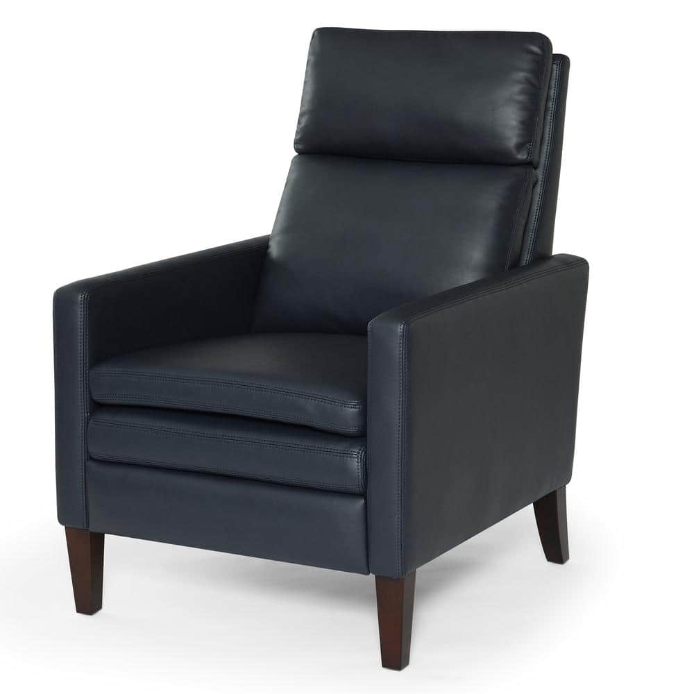 Vicente Midnight Blue Faux Leather Standard Push Back Recliner