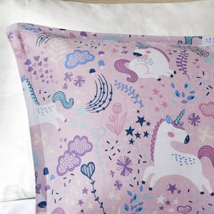 Ella 5-Piece Pink Cotton Full/Queen Unicorn Duvet Cover Set