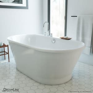 Caribbean 66 in. x 36 in. Acrylic Freestanding Flatbottom Soaking Bathtub in White