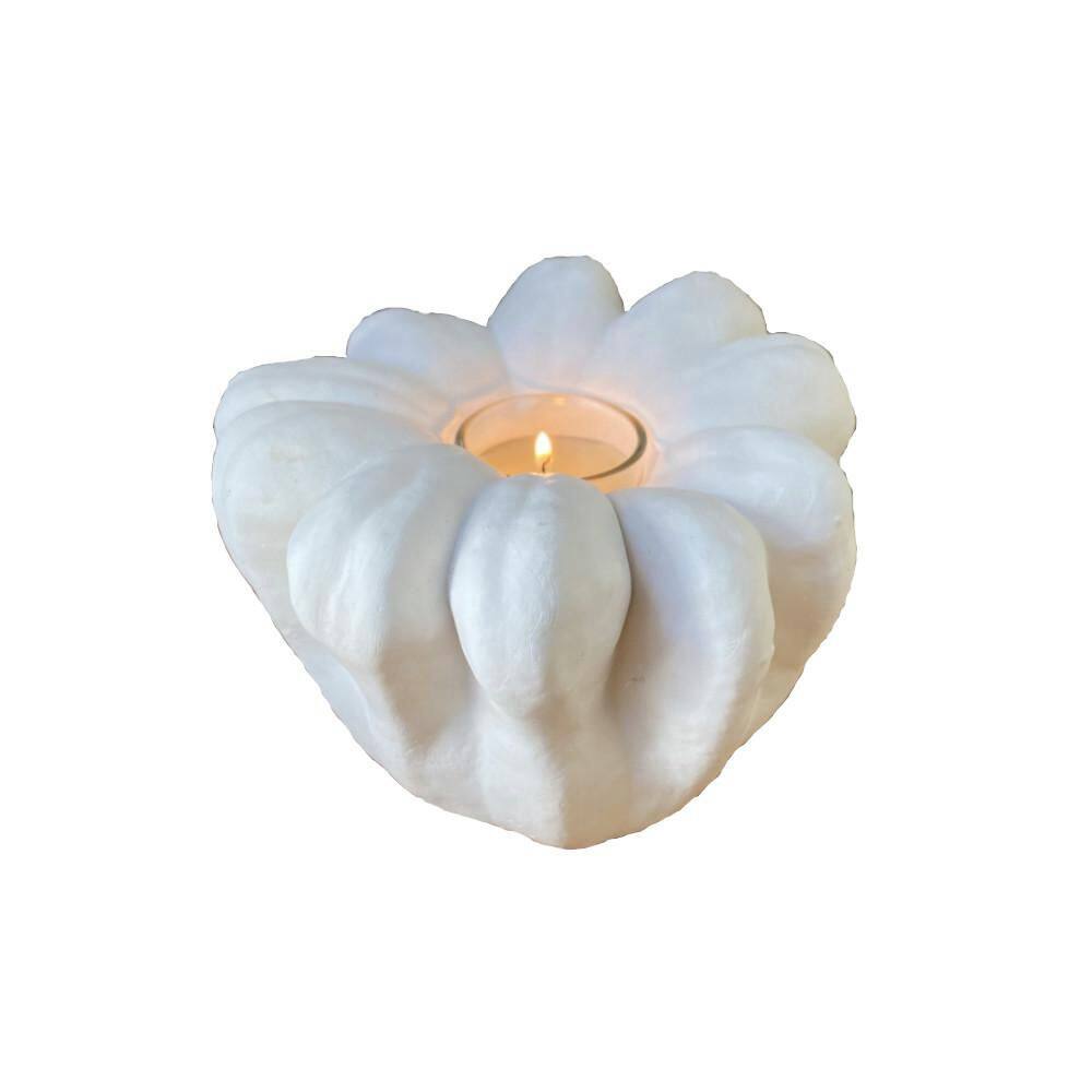 Studio White Gypsum 7.25 in. W x 5.5 in. H Gourd #3-Votive Candleholder Hom