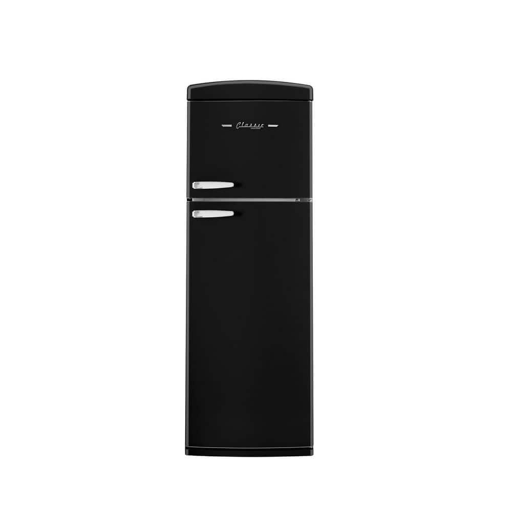 Classic Retro 23.8 in. 11 cu. ft. Frost Free Top Freezer Refrigerator in Midnight Black, Energy Star