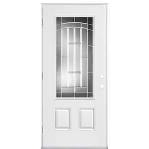 36 in x 96 in. Hollister Right-Hand/Inswing 3/4 Lite Clear Primed Smooth Fiberglass Prehung Front Door without Brickmold