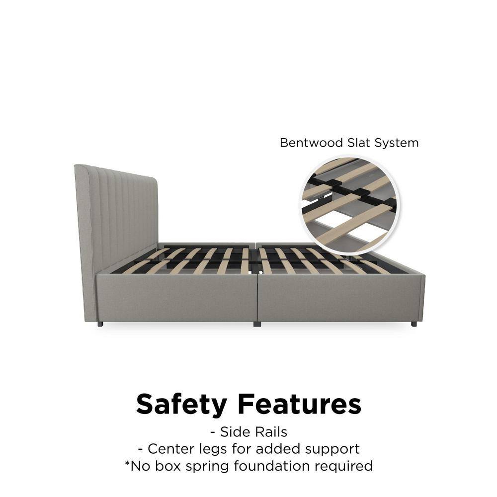 Brittany Modern Full Gray Upholstered Bed with Storage Drawers