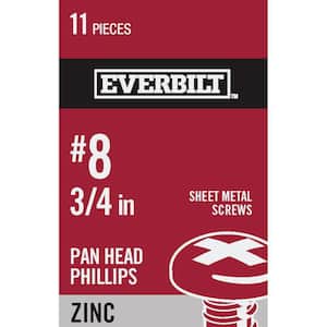 #8 x 3/4 in. Phillips Pan Head Zinc Plated Sheet Metal Screw (11-Pack)