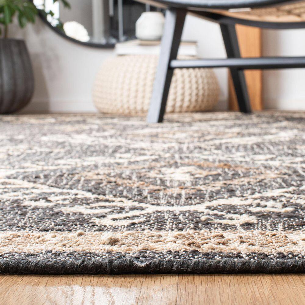 Black and Ivory Handwoven Tribal Kilim Area Rug