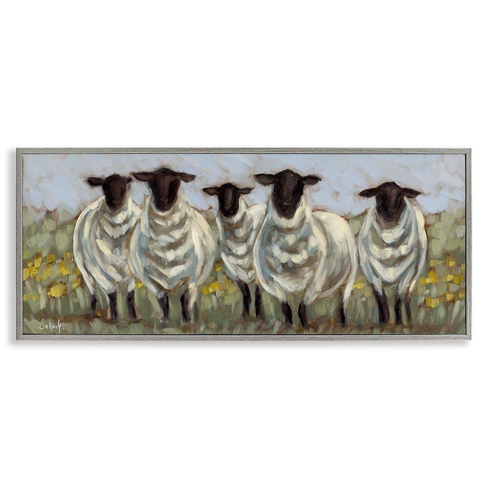 Gazing Sheep Impression by Sara G. Designs Gray Framed Animal Giclee Art Print 10 in. x 24 in. price history on PriceWatchPro