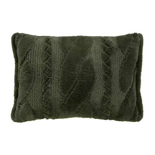 Unbranded Caress Polyester Evergreen Quilted Boudoir Decorative Throw Pillow 15 in. X 20 in.