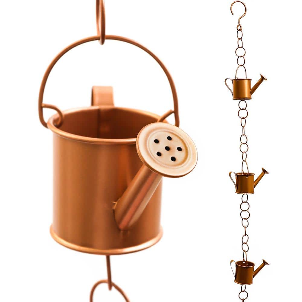 Copper Colored Iron Watering Can Rain Chain for Gutters