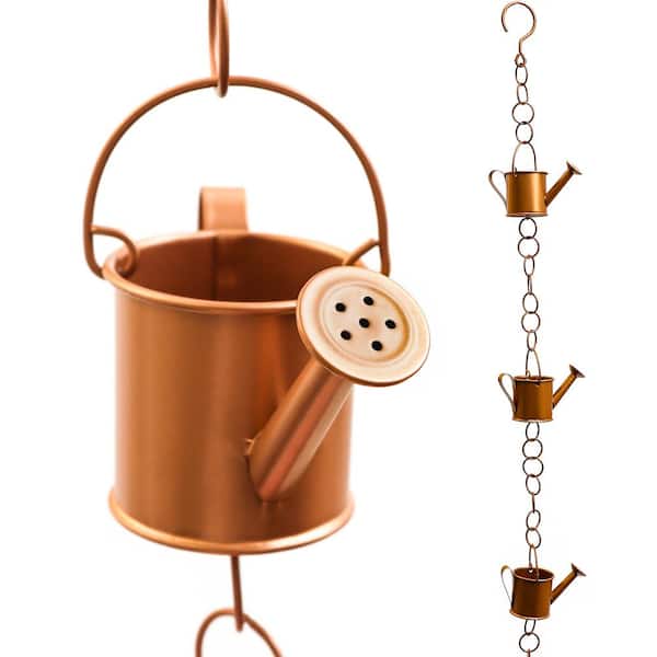 Trademark Innovations Rain Chain Copper Colored Watering Can Design for Gutters and Downspouts