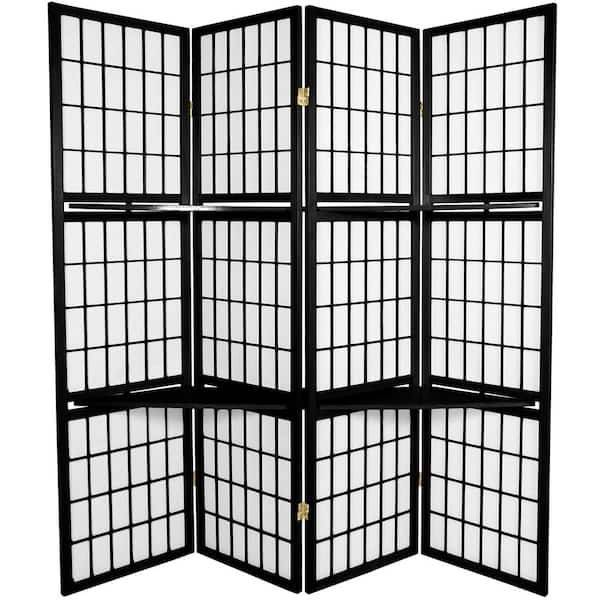 Legacy Decor 3 Panel Natural/Beige Floral Accented Screen Room Divider with Wood Frame and Shoji Paper