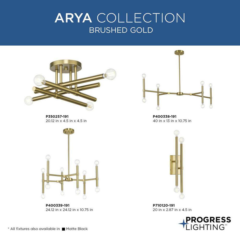 Arya Brushed Gold 12-Light Modern Linear Chandelier