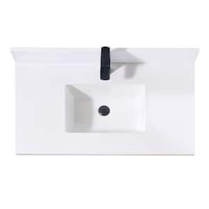 Caorle 37 in. W x 22 in. D Engineered Stone Composite Vanity Top in Snow White with White Rectangular Single Sink