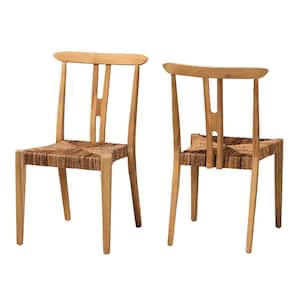 Artha Natural Seagrass and Teak Wood Dining Chair (Set of 2)