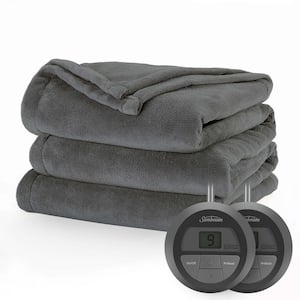 84 in. x 90 in. Nordic Premium Heated Electric Blanket, Queen Size, Slate