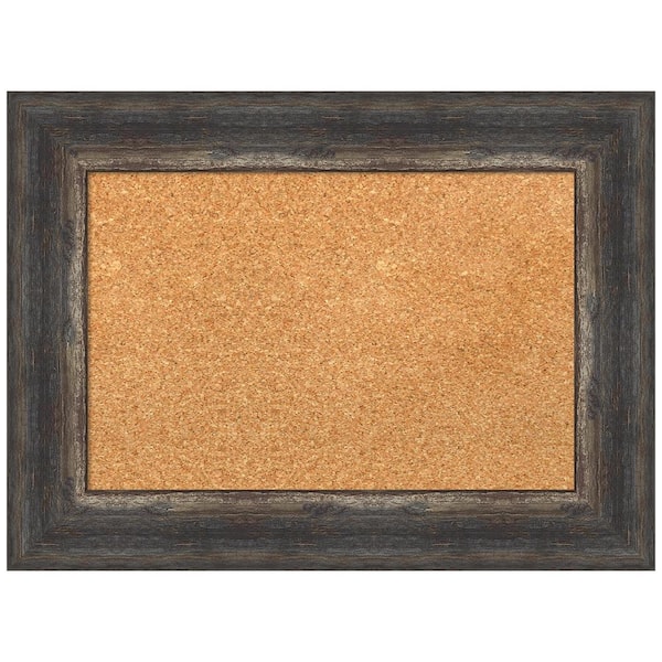 Amanti Art Bark Rustic Char 23.12 in. x 17.12 in Framed Corkboard Memo Board