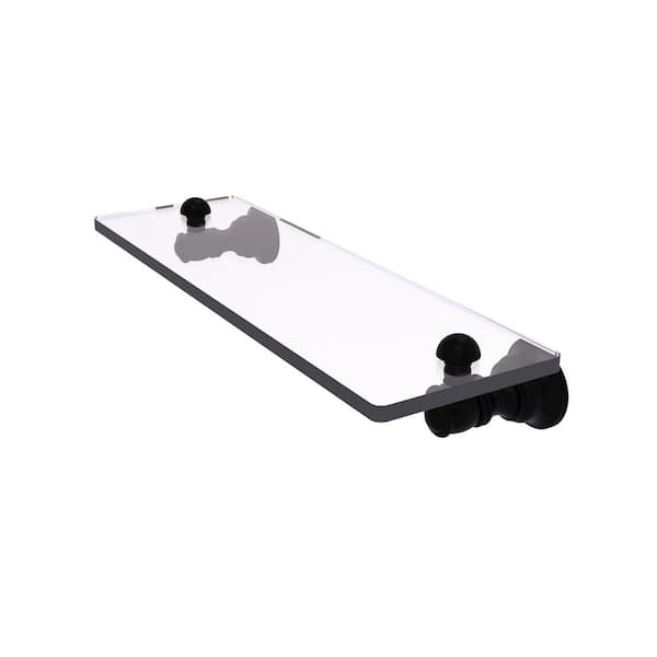 Allied Brass Carolina Collection 16 in. W x 2.4 in. H x 5.54 in. D Glass Rectangular Shelf in Matte Black