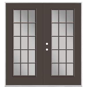 72 in. x 80 in. Willow Wood Steel Prehung Right-Hand Inswing 15-Lite Clear Glass Patio Door without Brickmold