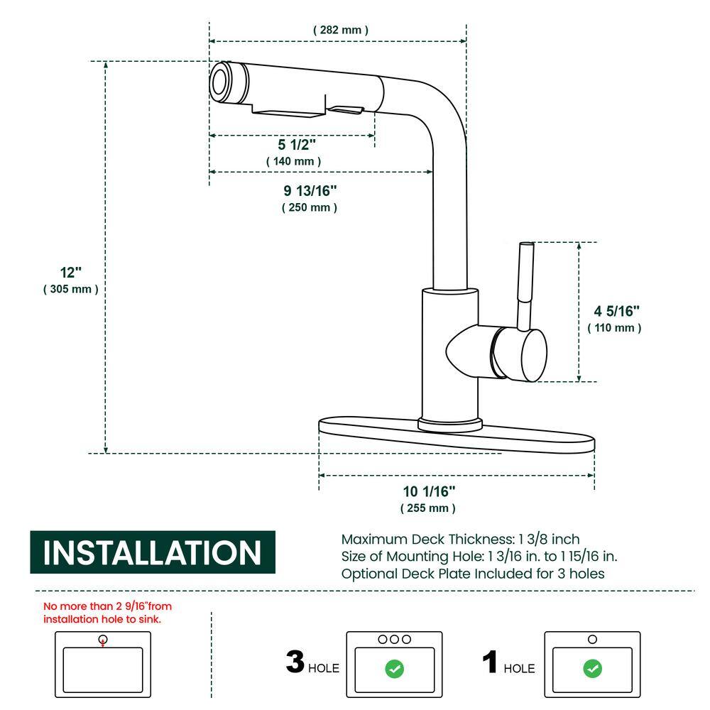 Brushed Nickel Stainless Steel Kitchen Faucet with Pull Down Sprayer