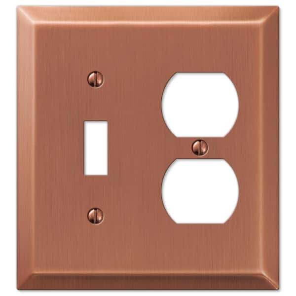AMERELLE Metallic 2 Gang 1-Toggle and 1-Duplex Steel Wall Plate - Antique Copper