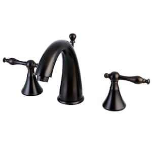 Naples 8 in. Widespread 2-Handle Bathroom Faucets with Brass Pop-Up in Oil Rubbed Bronze
