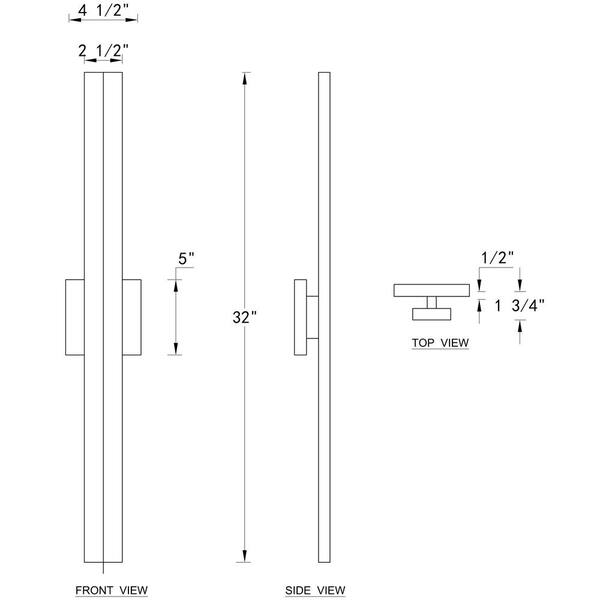 Laplusbelle 32 in. H 2-Light Matte Black Aluminum Hardwired LED