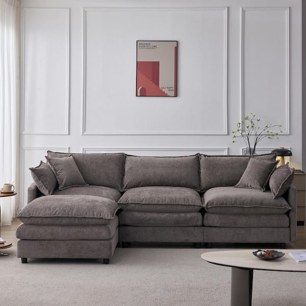Harper & Bright Designs 105 in. 4-piece Chenille Upholstered L
