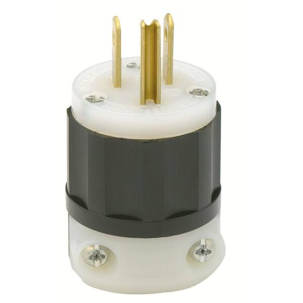 Leviton 15-Amp 125-Volt Industrial Grade Straight Blade Plug In Black/White