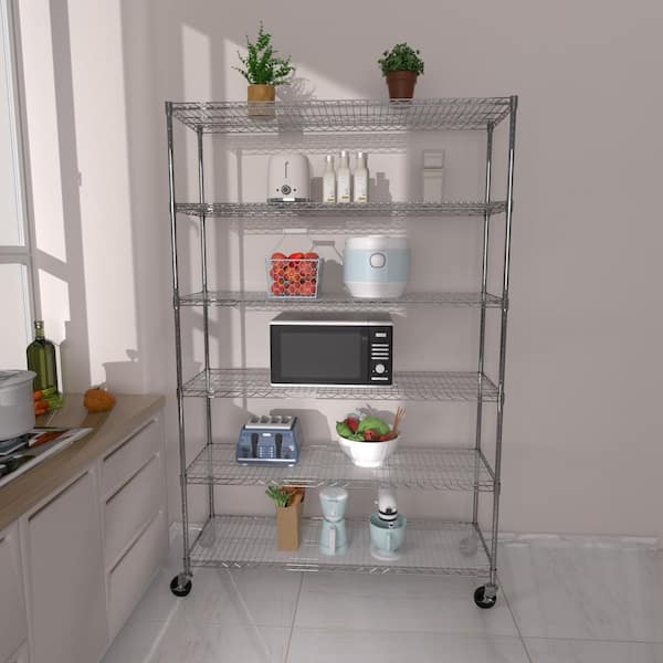 FUNKOL 6-Tier Heavy Duty Steel Wire Shelving Unit in Chrome (18 in