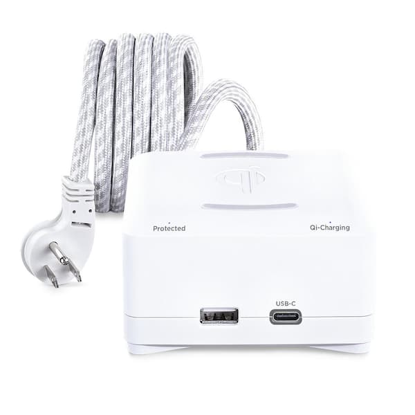 CyberPower 5 ft. 1 USB-A, 1 USB-C 2-Outlet Surge Protector with Qi Charge