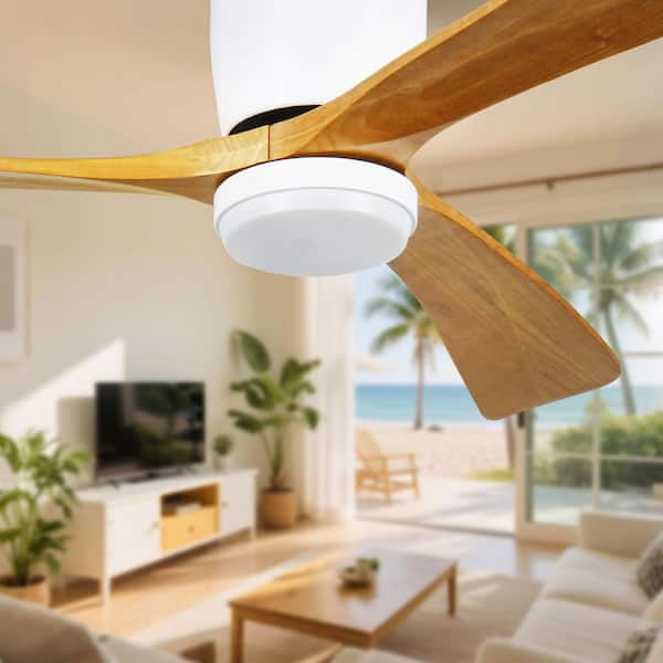 42 in. Smart Wood Indoor White Ceiling Fan with 3-Colors LED Light and Dimmer and DC Moter and App/Wall Switch/Remote