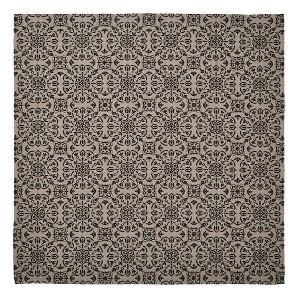 VHC Brands Custom House 42 in. W x 42 in. L Black Jacquard Medallion Cotton Blend Tablecloth Topper