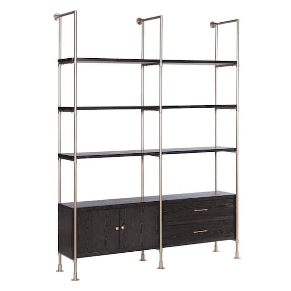 StyleCraft Dann Foley 80 in. Tall Dark Walnut, Antique Gold Medium Density Fiberboard (MDF) 3 - Shelf Bookcase