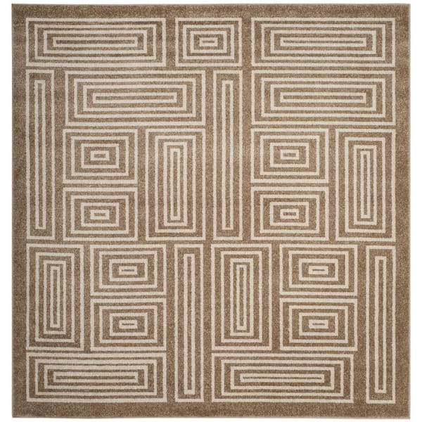 SAFAVIEH Amherst Wheat/Beige 7 ft. x 7 ft. Square Boxes Geometric Area Rug