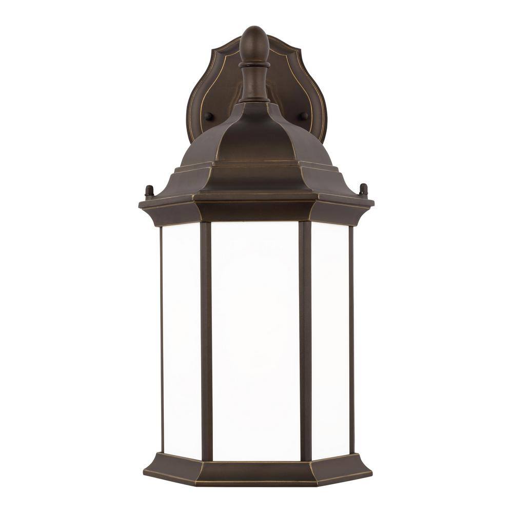 Sevier Antique Bronze Single-Light Outdoor Wall Lantern with Satin Etched Glass