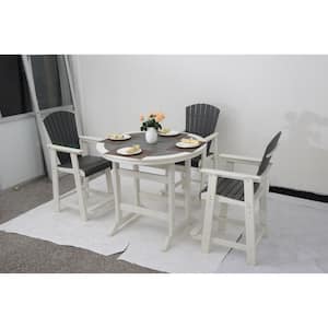 White&Black 2-Piece Plastic Outdoor Serving Bar Chair Set