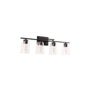 Cassino 32 in. 4-Light Black Vanity Light with Clear Glass