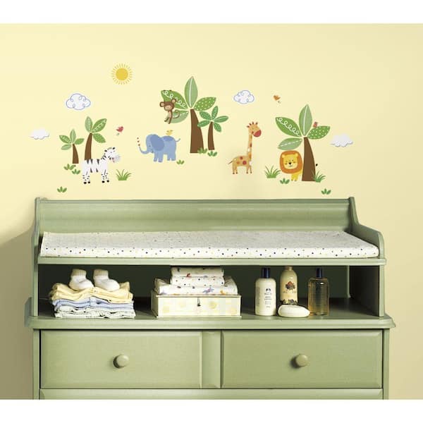 RoomMates 5 in x 11.5 in. Jungle Friends Peel and Stick Wall Decal