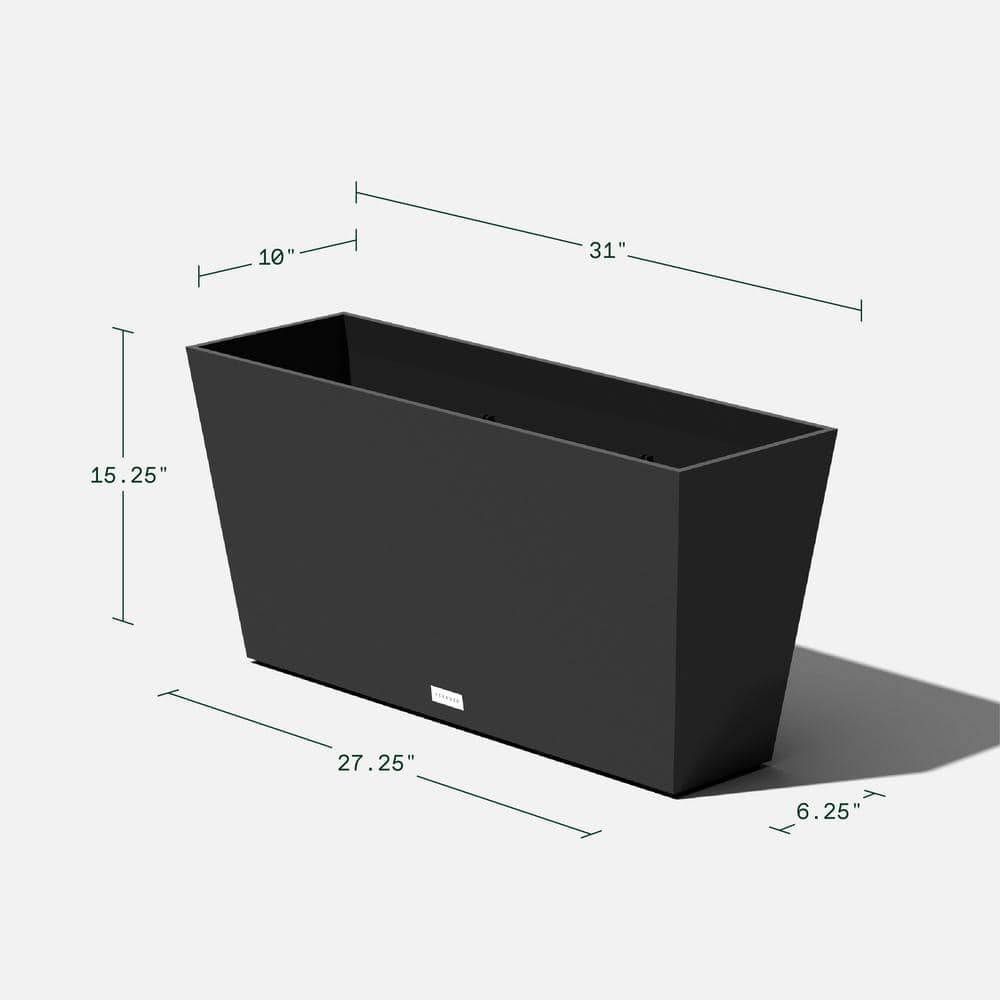 Black 31" Recycled Plastic Indoor/Outdoor Planter