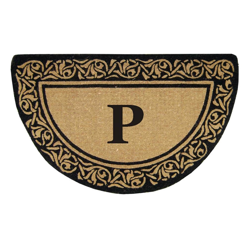 Heavy Duty Bella Brown 22 in. x 36 in. No Backing Coir Monogrammed P Indoor Outdoor Door Mat price history on PriceWatchPro