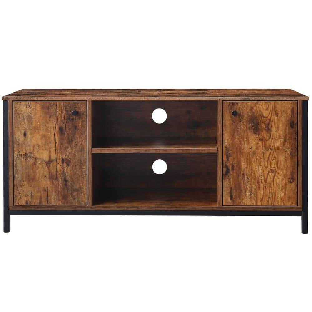 43.3 in. Brown Industrial 2-tier TV Stand Cabinet with Doors