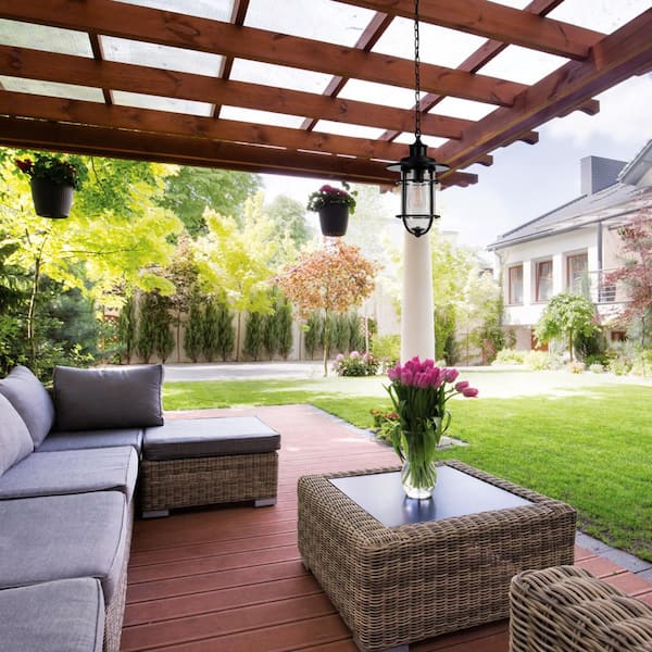 Turner 1-Light Black Outdoor Hanging Wall Lantern Sconce