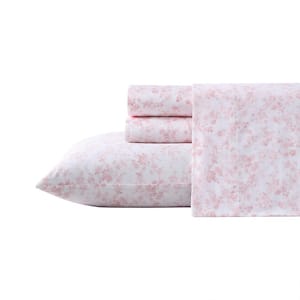 Bella 4-Piece Pink Cotton Queen Sheet Set