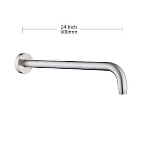 24 in. 600 mm Round Wall Mount Shower Arm and Flange, Brushed Nickel