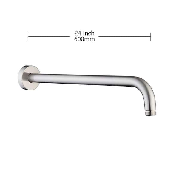 RAINLEX 24 in. 600 mm Round Wall Mount Shower Arm and Flange, Brushed Nickel