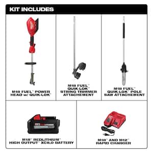 18 V Lithium Ion Brushless Cordless String Trimmer 8.0Ah Kit with M18 FUEL 10 in. Pole Saw Attachment